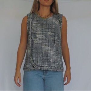 Blue and Silver Rachel Zoe Tweed Blouse